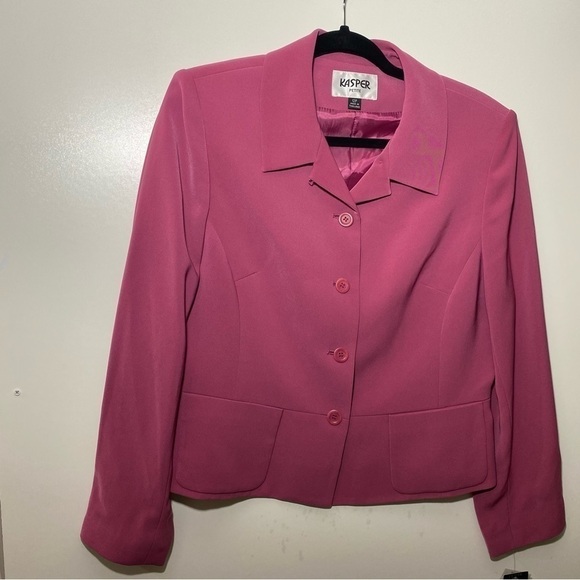 Kasper ASL Blaser Jacket w/ Button Down Font and Collar. Size 12P Color: Pink - Picture 4 of 15